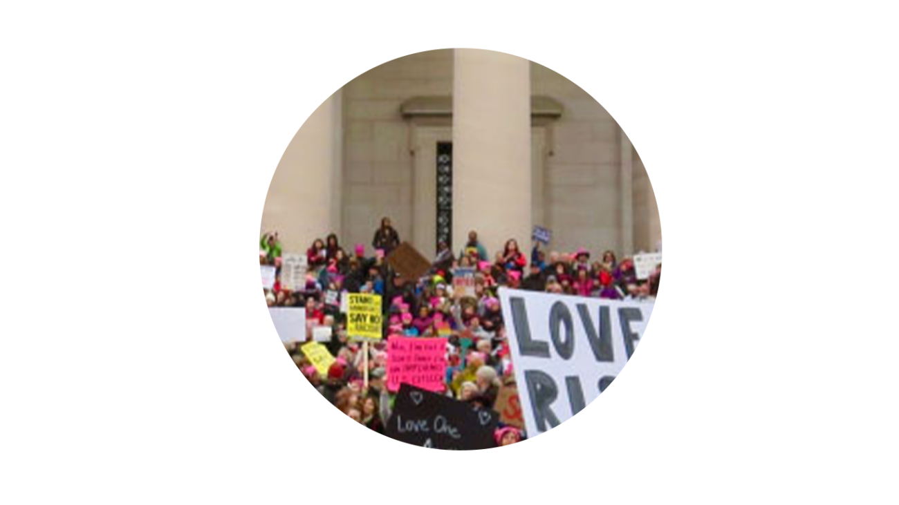 People protesting in support of women's rights.